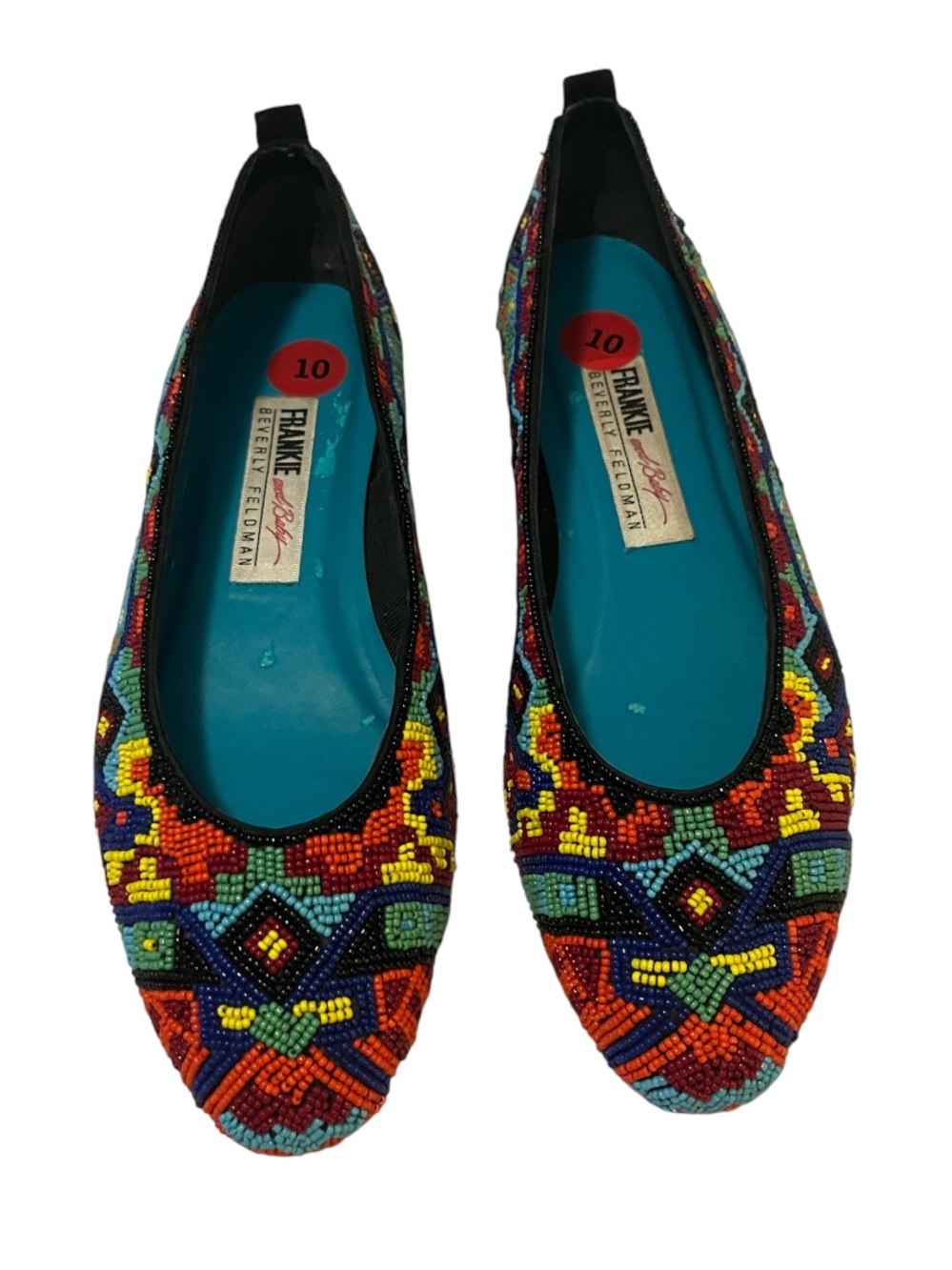 Frankie & baby Beverly Feldman Beaded Multicolor Women’s Ballet Flats 10 NWOT
